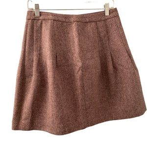 Gap Burgundy Plum Wool Tweed Pleated Skirt